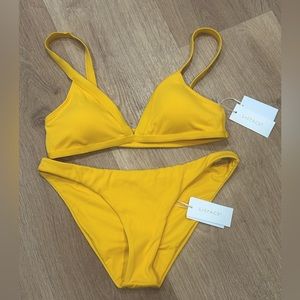 NWT - XL - L*SPACE Yellow Gold Ribbed Bikini Set